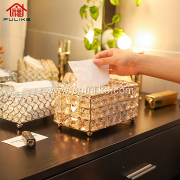 Light Luxury Crystal Art Tissue Box Creative Napkin Carton Storage Box of Living Room Desk Decorations